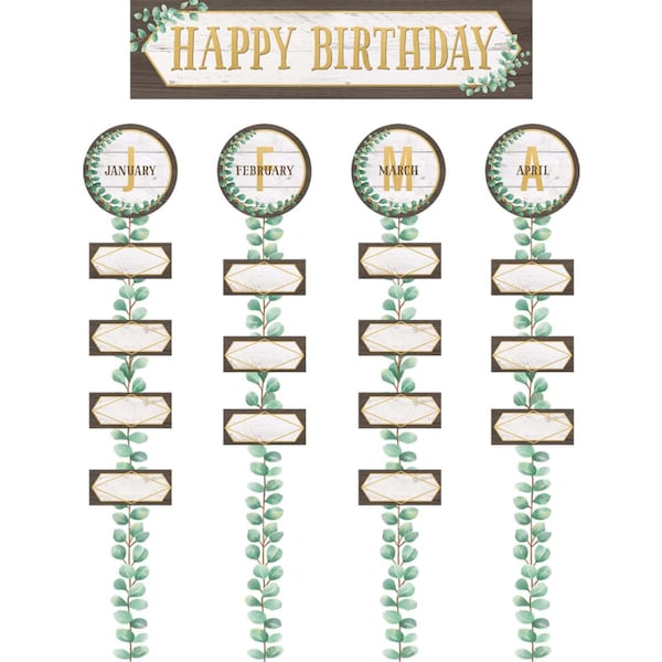Teacher Created Resources Eucalyptus Happy Birthday Bulletin Board Set TCR8473 - main